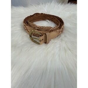 Express - Tan Cream Braided Leather Belt Neutral Minimalist‎ Size M/L